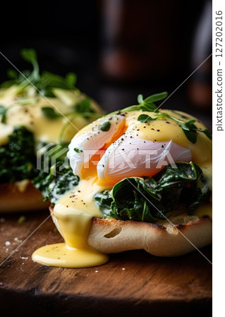 Eggs benedict with hollandaise sauce. Ai Generative 127202016
