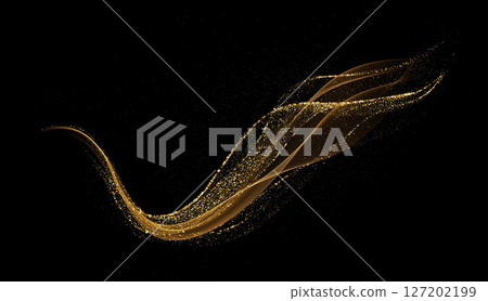 Abstract shiny color gold wave design element Abstract shiny color gold wave design element 127202199