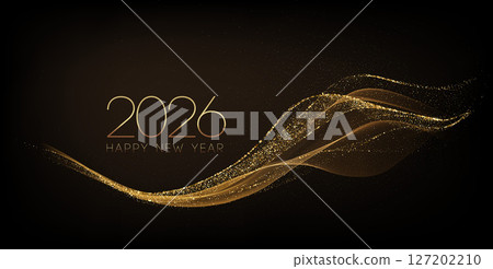 Merry Christmas and Happy New Year Abstract shiny color gold wave design element 127202210