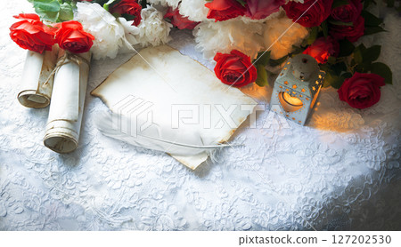 Paper with quill and flowers 127202530