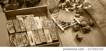 Homemade soap on the table Homemade soap on the table 127202535