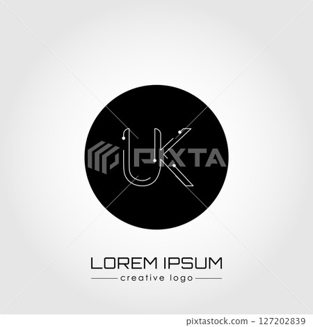 The creative logo is the letter U and K. A design element of a logo, business card, corporate sign or monogram. The idea of a thematic design 127202839