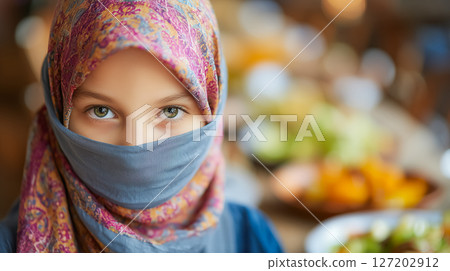 戴頭巾的孩子，標誌性的文化肖像 127202912