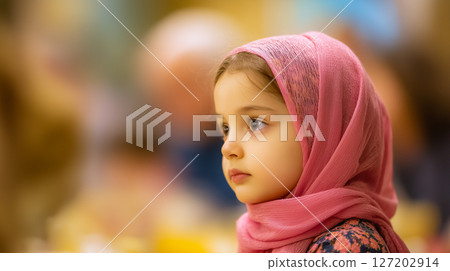 戴頭巾的孩子，標誌性的文化肖像 127202914