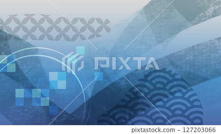 Beautiful background material using luxurious Japanese-style curves [Blue] 127203066