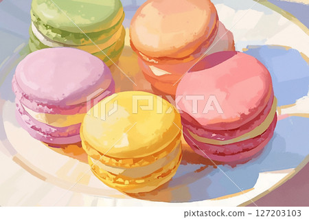 Five colorful macarons Five colorful macarons 127203103