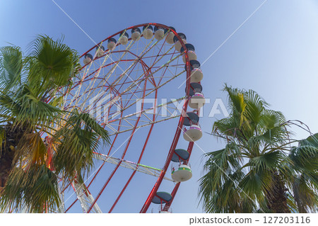 Ferris Wheel park Against the Sky Background Ferris Wheel park Against the Sky Background 127203116