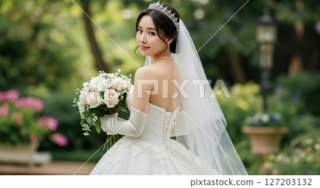 Wedding portrait surrounded by flowers Wedding portrait surrounded by flowers 127203132