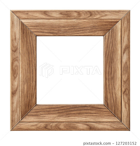 Wooden and flower pattern frame  white background 127203152
