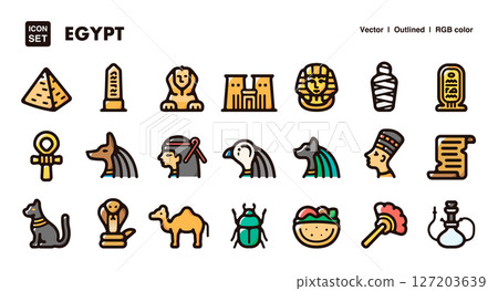 埃及圖示插圖集旅行和旅遊向量素材 埃及圖示插圖集旅行和旅遊向量素材 127203639