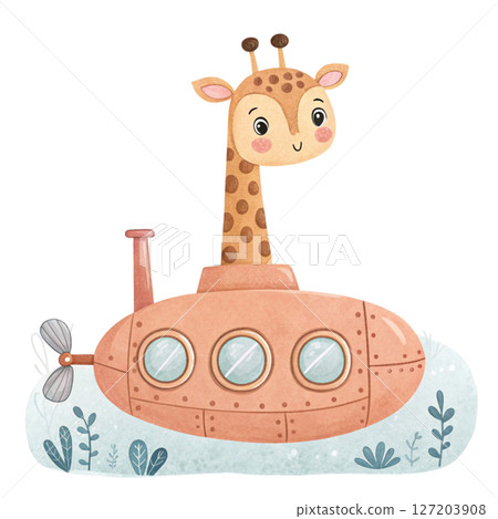 Cute animals and travel white background 127203908