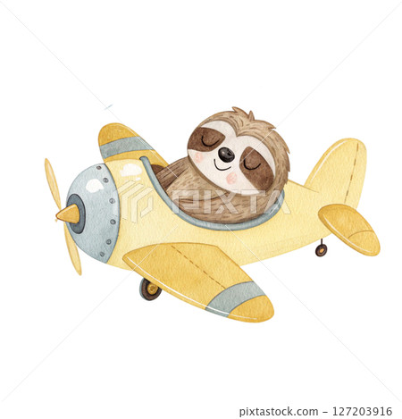 Cute animals and travel white background 127203916