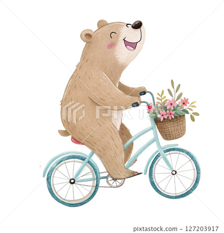 Cute animals and travel white background 127203917