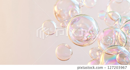 Soap bubbles floating on soft gradient background 127203967
