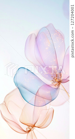 Delicate floral pattern in pastel colors, abstract digital illustration 127204001