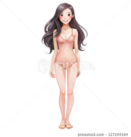Beautiful Asian girl wearing a swimsuit white background Beautiful Asian girl wearing a swimsuit white background 127204164