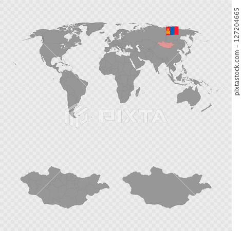 Mongolia Map Set with World Location. Mongolia Map Set with World Location. 127204665
