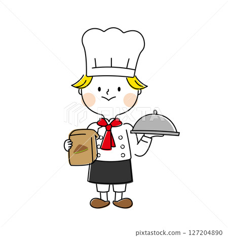A boy cook preparing takeaway food 127204890