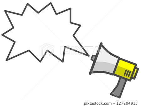 Illustration of a loudspeaker that loudly broadcasts advertisements and natural disaster warnings Illustration of a loudspeaker that loudly broadcasts advertisements and natural disaster warnings 127204913