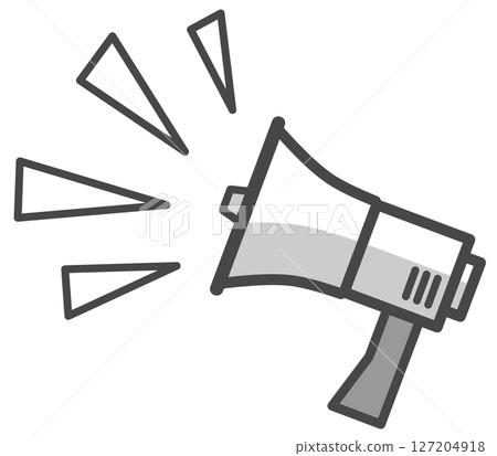 Illustration of a loudspeaker that loudly broadcasts advertisements and natural disaster warnings 127204918
