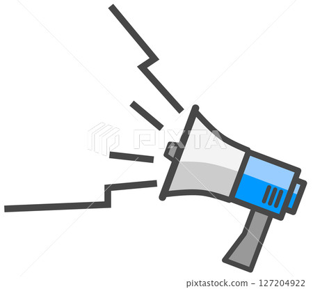 Illustration of a loudspeaker that loudly broadcasts advertisements and natural disaster warnings 127204922