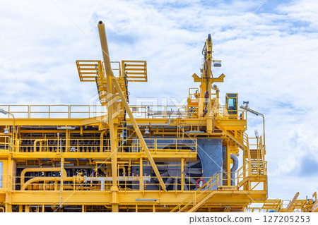 Offshore Oil and Gas production platform, Heavy duty marine engineering structure for energy and petrochemical industry, Offshore oil rig energy infrastructure marine engineering, Offshore platform. Offshore Oil and Gas production platform, Heavy duty marine engineering structure for energy and petrochemical industry, Offshore oil rig energy infrastructure marine engineering, Offshore platform. 127205253