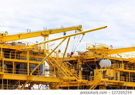 Offshore Oil and Gas production platform, Heavy duty marine engineering structure for energy and petrochemical industry, Offshore oil rig energy infrastructure marine engineering, Offshore platform. Offshore Oil and Gas production platform, Heavy duty marine engineering structure for energy and petrochemical industry, Offshore oil rig energy infrastructure marine engineering, Offshore platform. 127205254