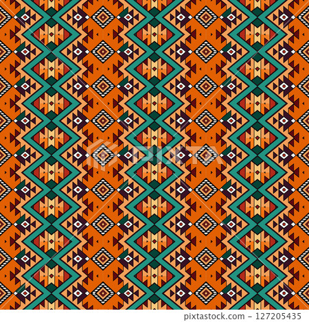 seamless floral ethnic pattern, vector illustration 127205435