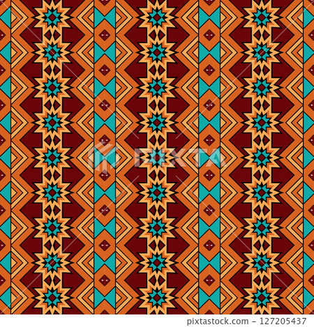seamless floral ethnic pattern, vector illustration 127205437
