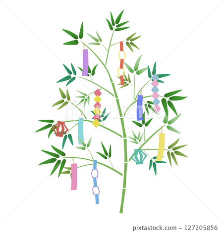 七夕裝飾品和竹子裝飾品的向量插圖 七夕裝飾品和竹子裝飾品的向量插圖 127205856