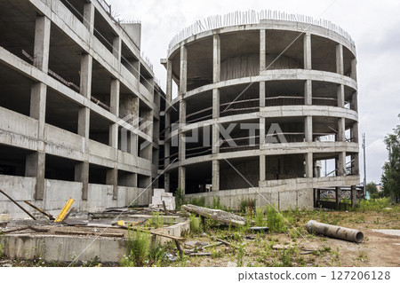 Abandoned building unfinished construction of multi-storey car Park 127206128