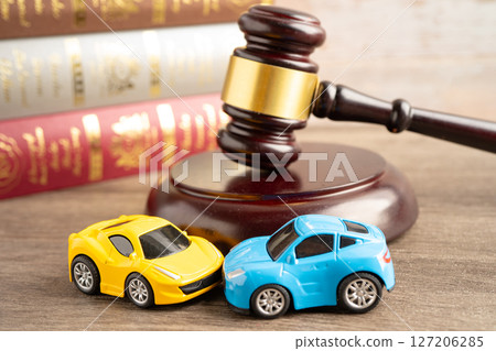 Bangkok, Thailand, July 1, 2022 Car crash, accident in traffic road, insurance claim concept. 127206285