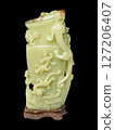 Qing Dynasty Green Jade Vase with Chi Dragons - Antique Art 127206407