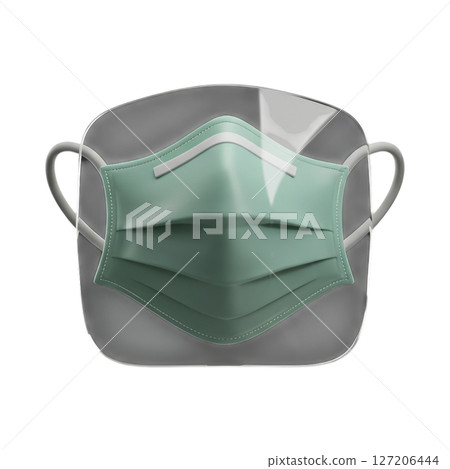 3d medical face mask and transparent shield isolated on transparent background 3d medical face mask and transparent shield isolated on transparent background 127206444