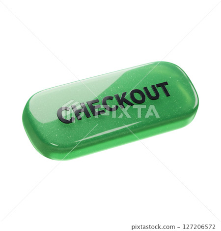 Green glossy 3d checkout button for online shopping isolated on transparent background 127206572