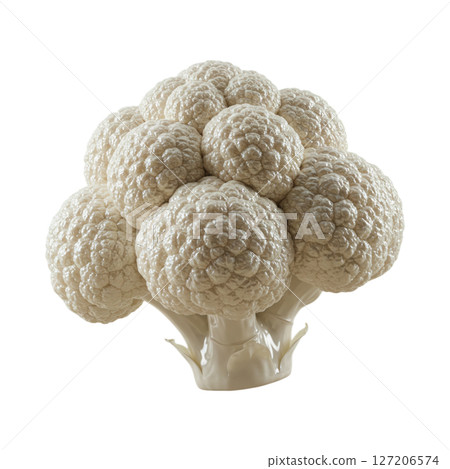 Detailed 3d model of a fresh white cauliflower vegetable isolated on transparent background 127206574
