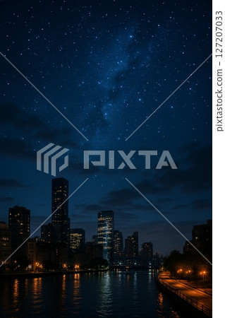 Night sky and city night view_01 Night sky and city night view_01 127207033