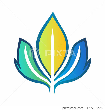 Vibrant Floral Logo Design Three Gradient Leaves 127207276