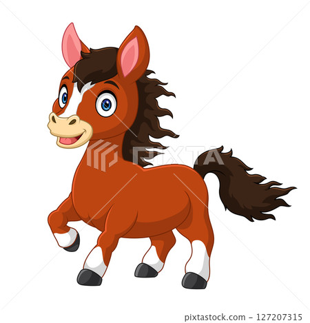 Cartoon brown horse isolated on white background Cartoon brown horse isolated on white background 127207315