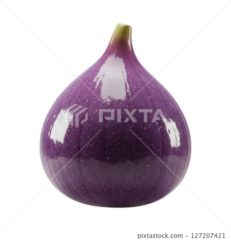 Studio shot of a vibrant 3D purple fig fruit isolated on transparent background 127207421