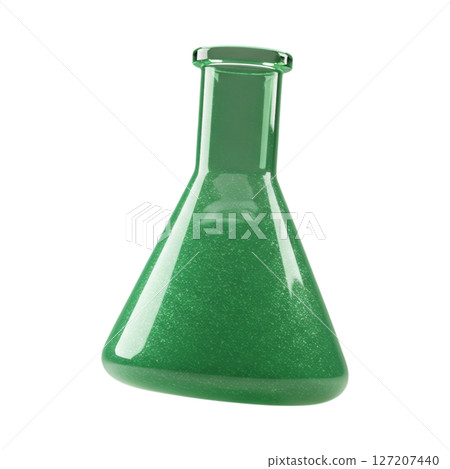 3D green liquid flask isolated on transparent background 3D green liquid flask isolated on transparent background 127207440