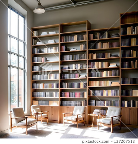 Quiet library reading space with natural light 127207518