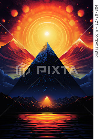 Pyramid of the Sun. Ai Generative illustration 127207804
