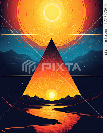 Pyramid of the Sun. Ai Generative illustration 127207806