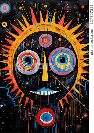 The Sun. Abstract art style poster design. Generative Ai 127207831