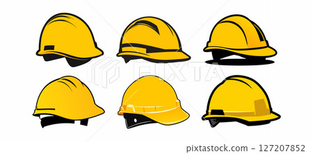 Yellow Hard Hats Safety Construction Icons 127207852