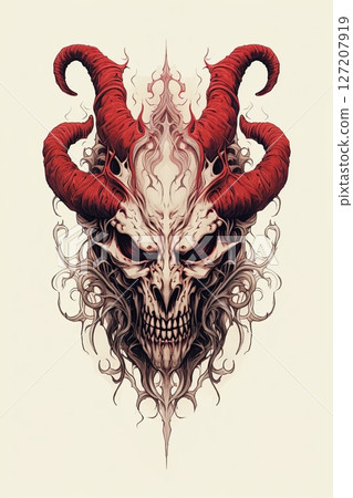 Devil with horns. Sketch drawing design. Generative Ai Devil with horns. Sketch drawing design. Generative Ai 127207919