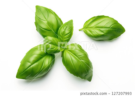 Basil leaves isolated on white background. Ai Generative 127207993