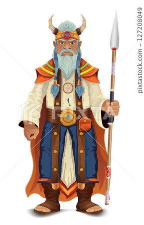 ancient fantasy magic shaman healer man character cartoon vector illustration 127208049