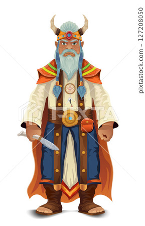 ancient fantasy magic shaman healer man character cartoon vector illustration 127208050